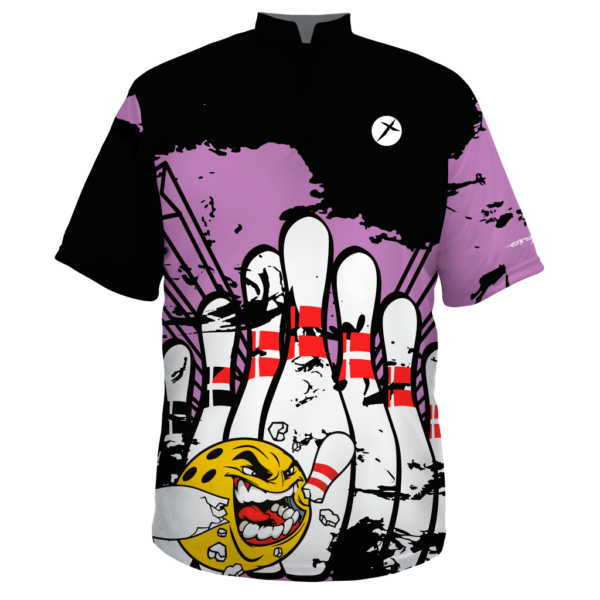 custom bowling shirt purple pin monster