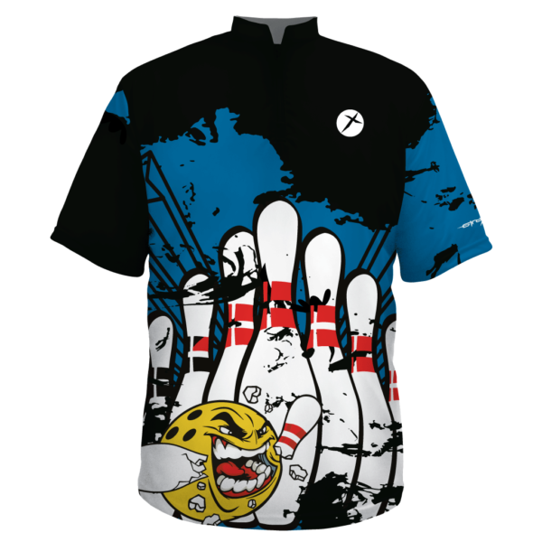 custom bowling shirt pin monster blue