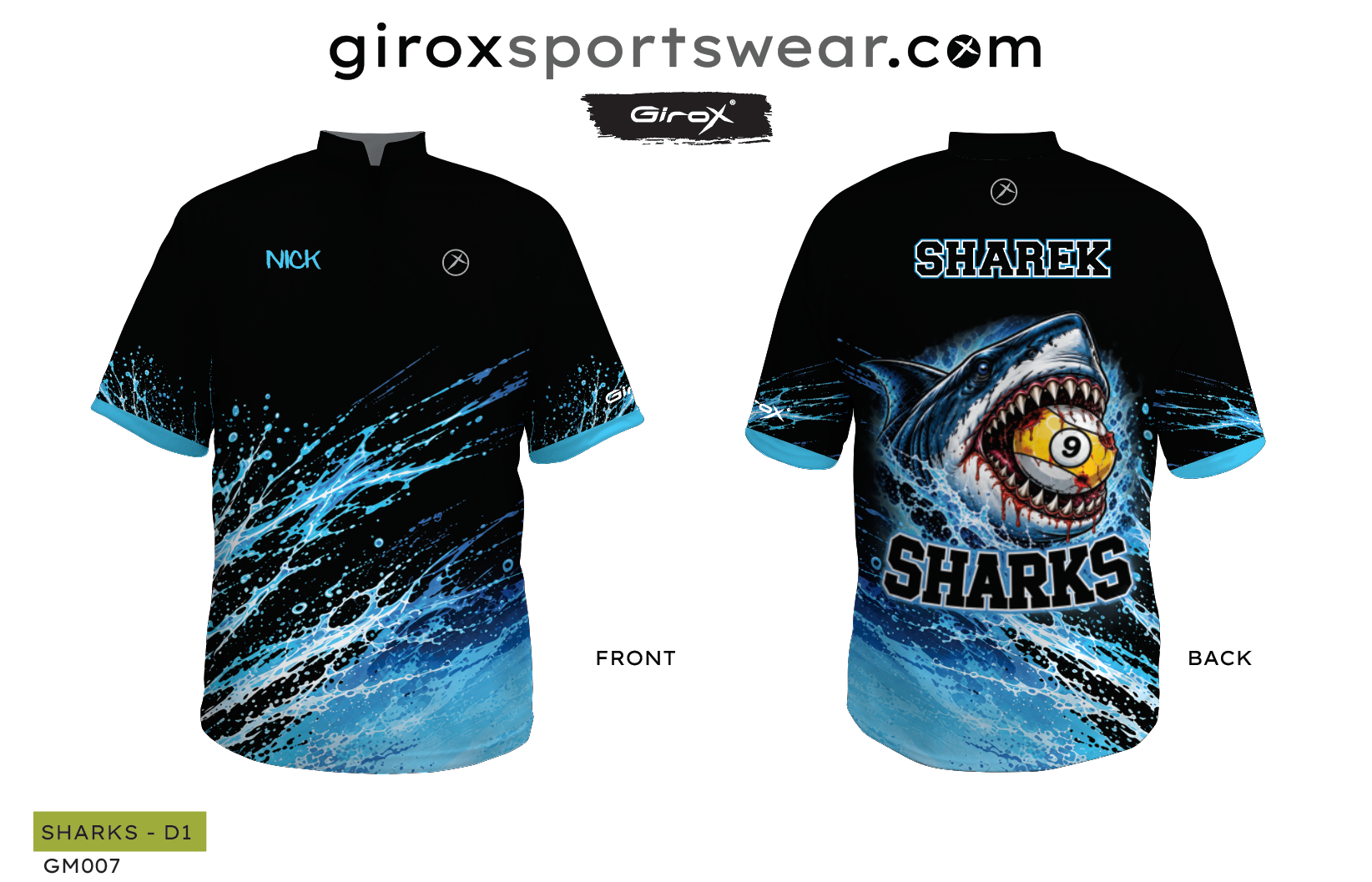 Bowling Jersey - Custom Order Sharks 8 Jerseys